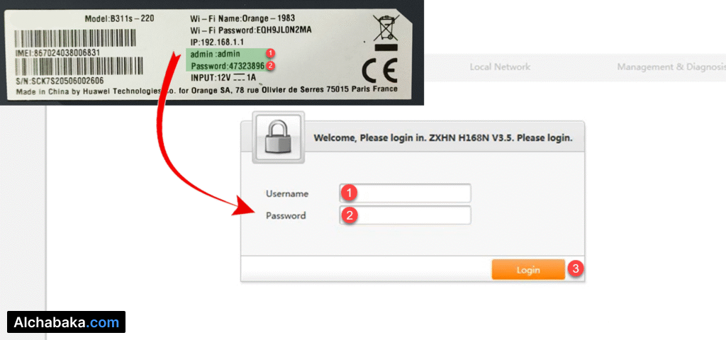 تسجيل الدخول الى راوتر Orange