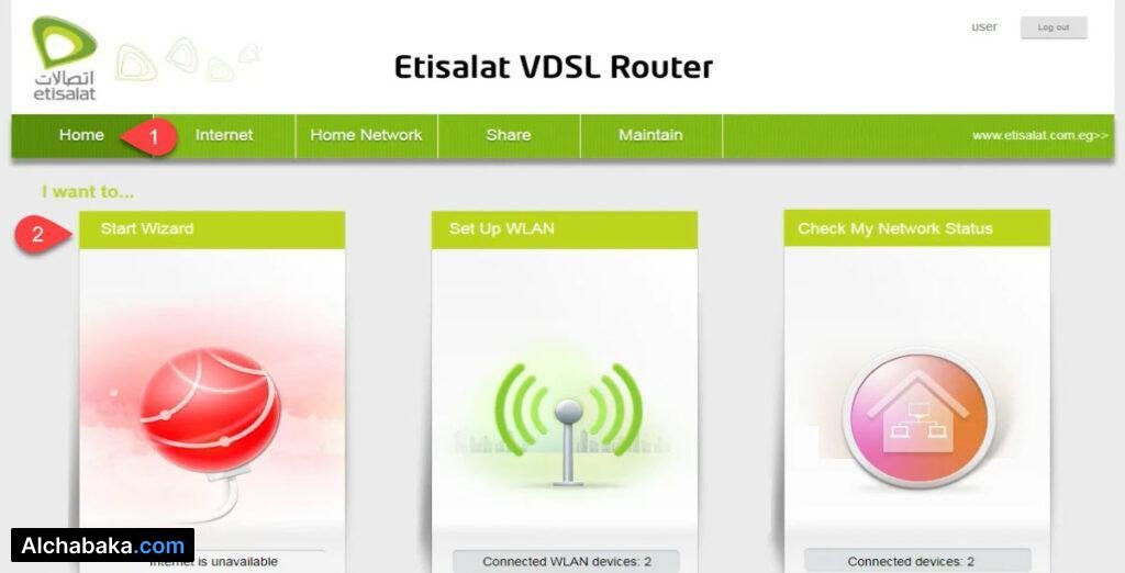 واجهة راوتر Etisalat DG8045