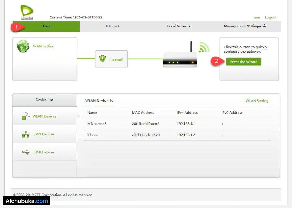 المعد التلقائي راوتر Etisalat H168N