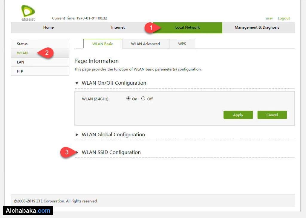 إعدادات الواي فاي راوتر Etisalat H168N