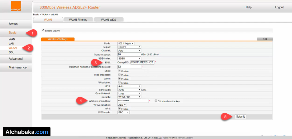 تغيير كلمة سر راوتر Huawei HG531 V1