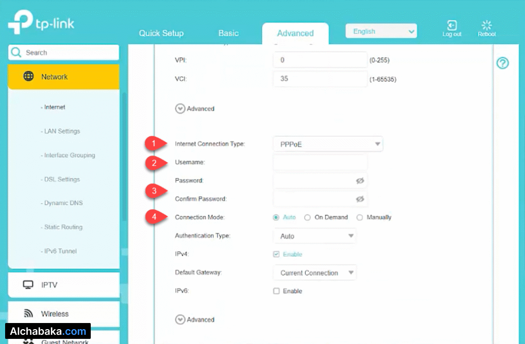 كتابة بيانات الانترنت راوتر TP-Link TD-W9960