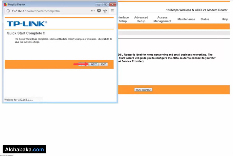 فحص والاتصال بالانترنت راوتر TD 8816