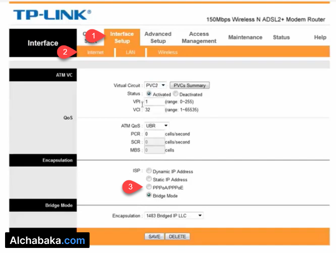 تحديد نوع الاتصال بالانترنت راوتر TD 8816 يدويًا
