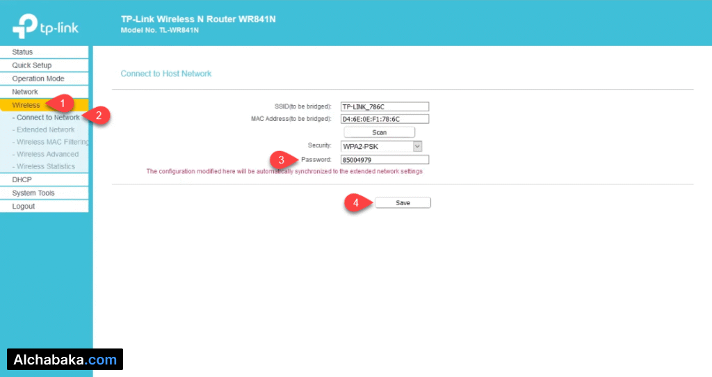 تغيير كلمة سر واي فاي راوتر TL-WR841N