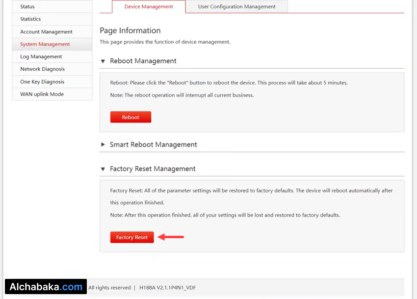 إعادة ضبط الراوتر إلى إعدادات المصنع راوتر Vodafone