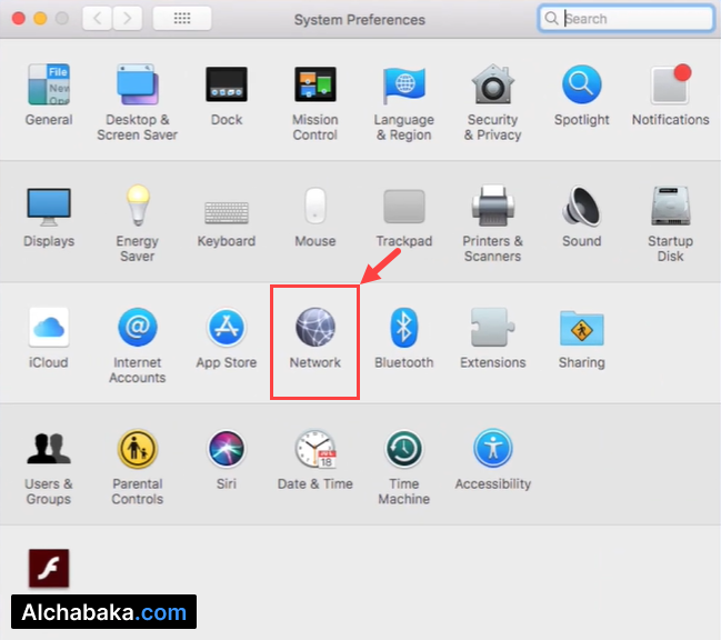الدخول إلى إعدادات الانترنت Network.