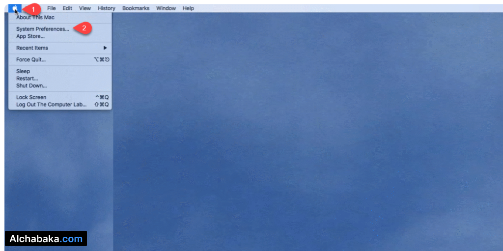 الدخول إلى إعدادات النظام نظام ماك