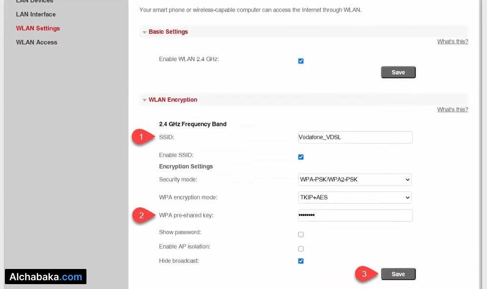 تغيير كلمة سر الواي فاي راوتر Vodafone DG8045