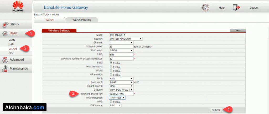 تغيير كلمة سر الواي فاي راوتر Huawei