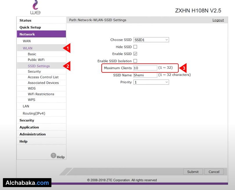 تحديد عدد المتصلين بالراوتر H108n