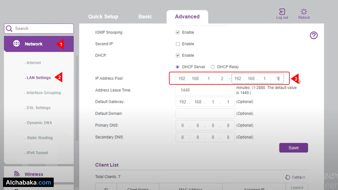 تحديد عدد المتصلين براوتر VN020-F3