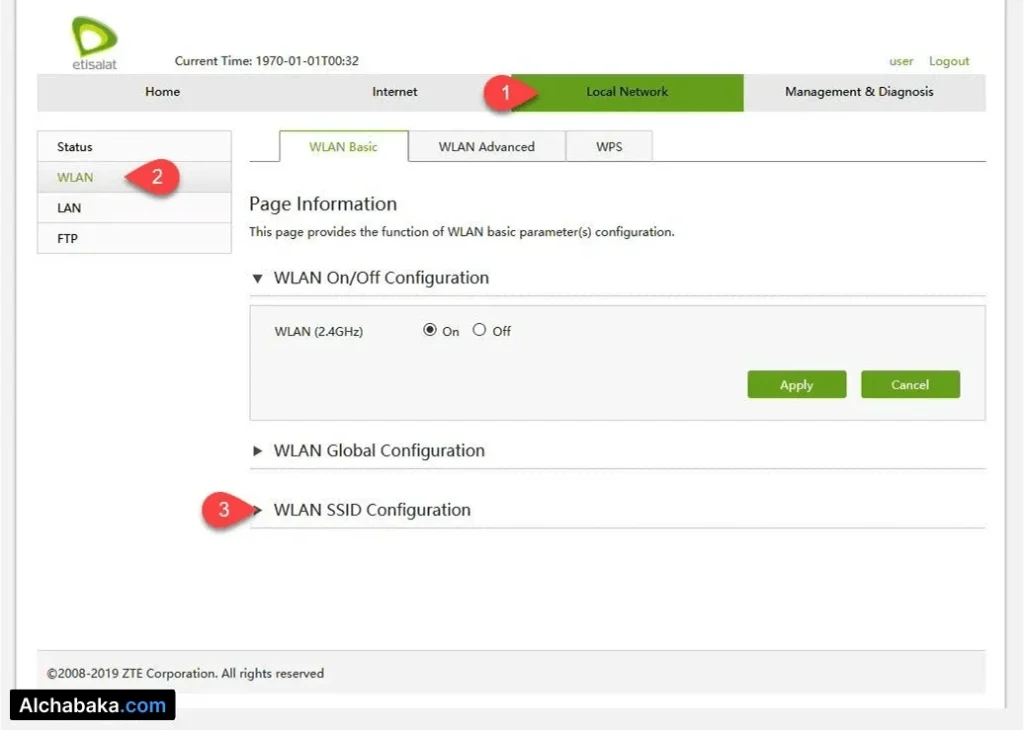 الدخول إلى إعدادات 192.168.1.1 راوتر Etisalat.