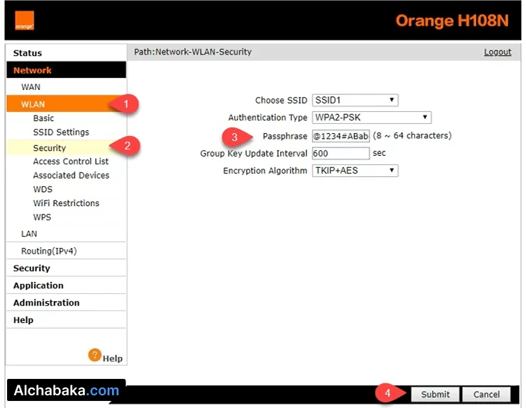 تغيير كلمة سر شبكة Wi-Fi راوتر Orange