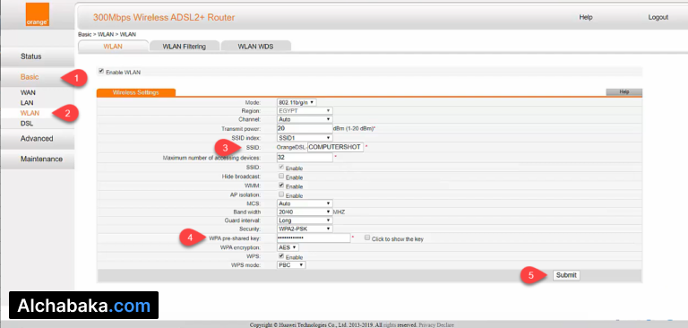 تغيير كلمة سر الواي فاي لراوتر Orange